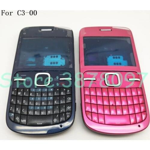 Original Full Housing For Nokia C3 C3-00 Back Case Battery Cover Front+Middle Frame Keypad C3-00 Replacement Part+Logo