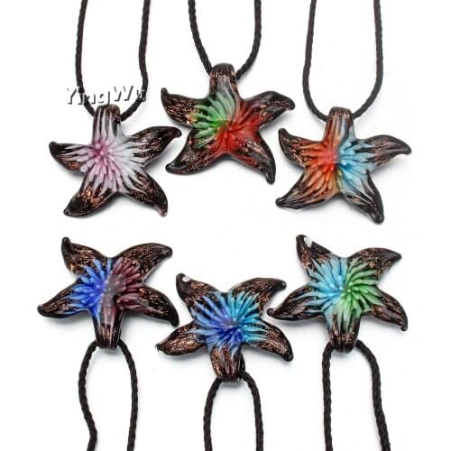 Yingwu Necklace Selling Starfish Crystal Murano Lampwork Glass Necklace Wedding Party Gift Wholesale 6pcs