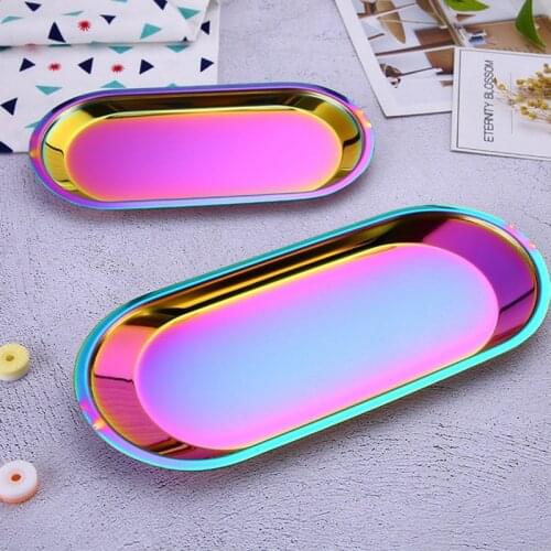 Nordic Style Storage Tray Household Metal Fruit Sancks Tray Jewelry Display Plate Serving Tray for Home Decor Kitchen Organizer