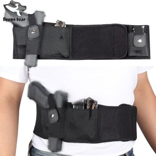 Tactical Concealed Pistol Holster Elastic Belly Gun Case Girdle Belt Gun Carry Holster with Magazine Pouch
