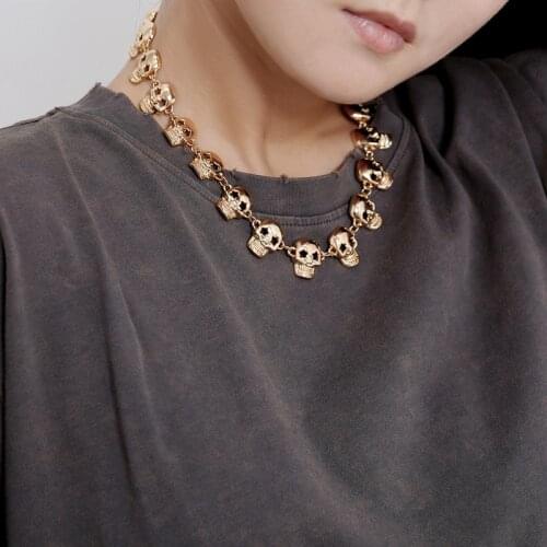 TIMEONLY Statement Hollow Skull Chain Choker Necklaces Hyperbole Hip Hop Charms Necklace Street Style Retro Jewelry Party Gift