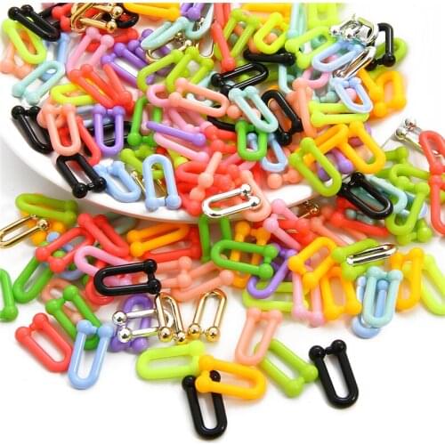 20-50Pcs Acrylic Candy Color U Chain Connector Links Charm Accessories For DIY Necklace Bracelet Glasses Chains Jewelry Making