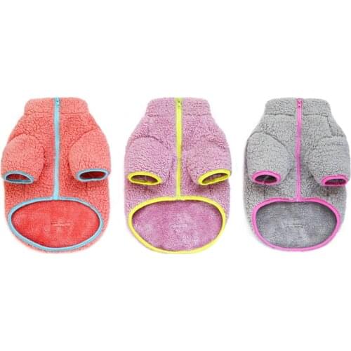 Pet Cotton Padded Dog Autumn Winter Contrast Color Zipper Warm Thickened Fleece Double Face Cotton Padded Clothes