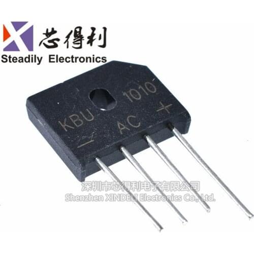 10pcs/lot Kbu1010 Rectifier Bridge Flat Bridge Rectifier Current 10A Reverse Voltage 1000V