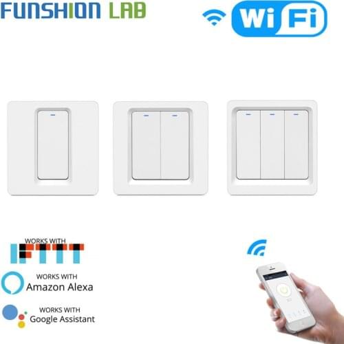 WiFi Smart Light Switch Push Button Smart Life/Tuya APP Remote Control Works with Alexa Google Home for Voice Control 1/2/3 Gang