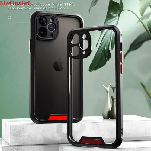 Armor Transparent Shockproof Bumper Phone Case For iPhone SE 11 Pro Max X XR XS Max 7 8 Plus Camera Protection Acrylic+TPU Cover