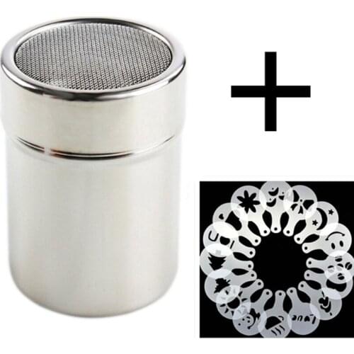 1PC Stainless Steel Chocolate Shaker Cocoa Flour Coffee Sifter Coffee Template Strew Flower Pad Spray Art Coffee Tools XB 150
