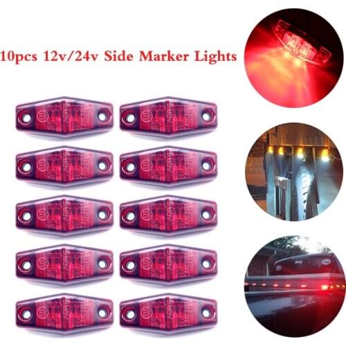 10pcs 12V/24V Car Light Led Side Marker Lights Signal Lamp Clearance Side Light Truck Lorry Trailer Truck Light Red