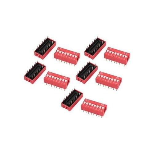 10 Pcs DIP Switch 2 Row 16 Terminals 8 Positions Sliding Switch 2.54mm Pitch