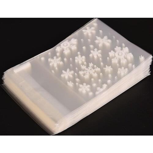 100 Pcs Clear Sweets Cookies Lollipops Cake Cellophane Snowflakes Packaging Candy Plastic Bag Christmas Wedding Birthday Party
