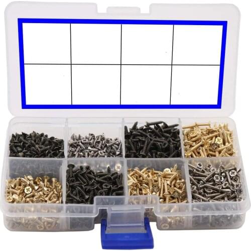 1800pcs M2 Small Screw Flat Head Cross Wood Screws Self Tapping Screw Dssortment Cabinet DIY Micro Fasteners Screw Kits