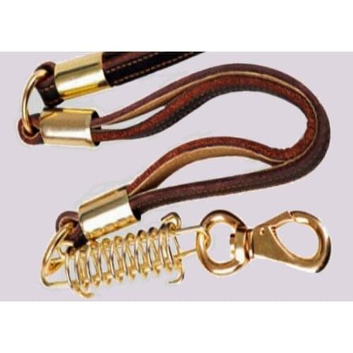 2018 new Thicken pure Cow Leather Comfort Large Dog Pet Safety Matching Lead Leash +Explosion-proof Spring