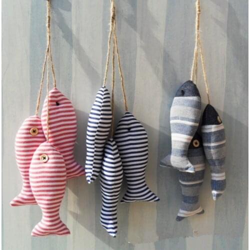 3pcs/lot Mediterranean Creative Handmade Cloth Set Fish Small Fish String Decoration Pendant Wall Art Hanging Decoration MP 010