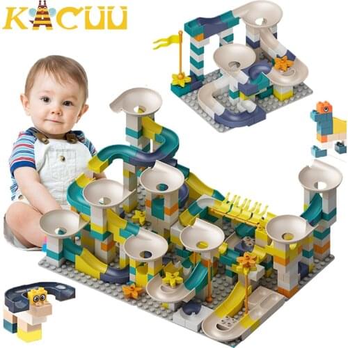 332PCS Big Size Marble Run Race Maze Balls Building Blocks Bricks DIY Funnel Slide Building Blocks Toys For Children Gifts