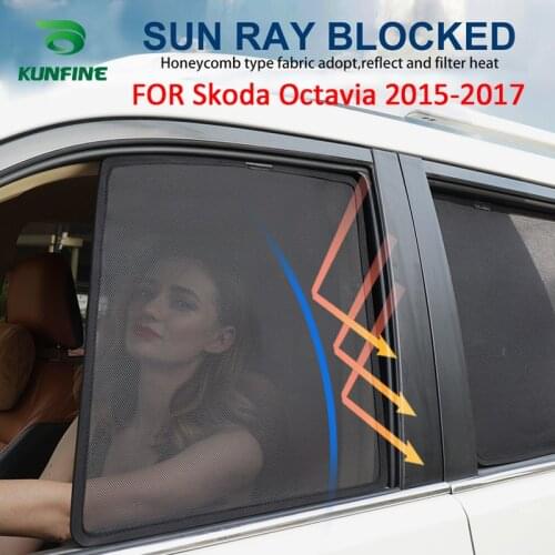 4PCS/Set Magnetic Car Side Window SunShades Mesh Shade Blind For Skoda Octavia 2015 2016 2017 2018 2019 Car Window Curtian Black
