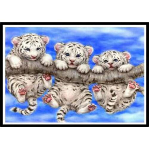 5D diamond painting animal cute tree three tiger round diamond embroidery mosaic home decoration pattern DIY handmade gift