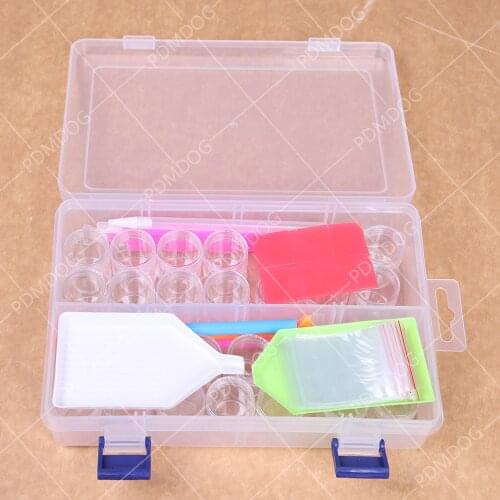 Diamond embroidery accessories 28 bottle diamond painting pen, tray, cross stitch box, 5D embroidery mosaic tool storage box