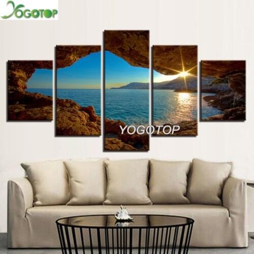 Diy Diamond Painting cross-stitch 5D Full Drill Mosaic Diamant Embroidery Wall Art 5 Pieces World Outside Sunset Seascape ML1140