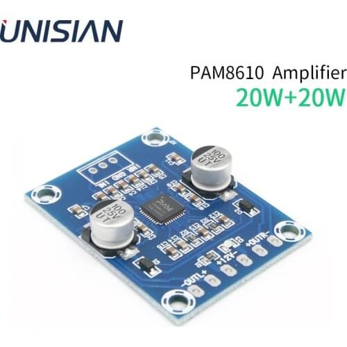 UNISIAN 20W PAM8610 Audio Amplifier Class D Digital 2.0 Channel 2X20W Power Amplifier Board 12V For TV LCD Home Audio System