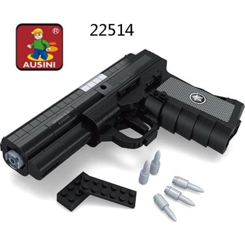 AUSINI Gun Model Building Blocks Assembled Toy Gun Diy Gun Block Bricks Models Toy Children Educational Toys Gift
