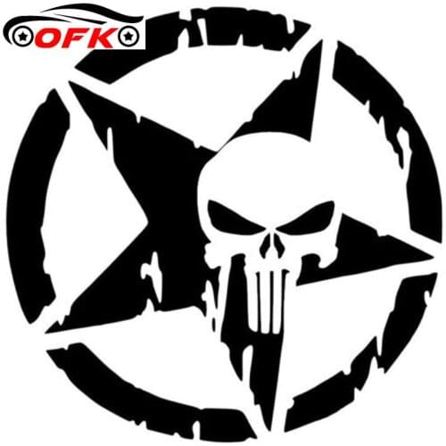 Car Stickers Decor Motorcycle Decals Punisher Star Skull Pentagram Decorative Accessories Creative Waterproof PVC,13cm*13cm