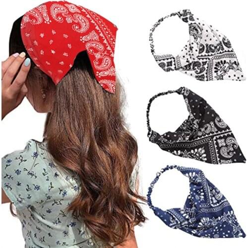 Bandanas Retro Floral Triangle Print Hair Bands Girls Scarf Bohemia Magic Headband Elastic Hair Accessories Women Gift