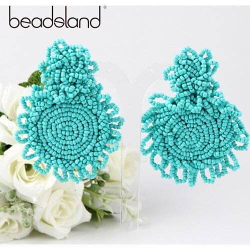 Beadsland Drop Earrings Handmade Colorful Glass Rice Beads Fashion Bohemia Woman Girl Party Festival Hot Sell Gift 40281