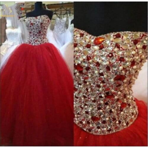 Bealegantom New Swettheart Ball Gown Quinceanera Dresses 2021 Beaded Lace Up For 15 Years Vestidos De 15 Anos QA1430