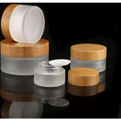 Beauty Frosted Glass Cbd Herb Cream Jar Makeup Packaging Cosmetic Container For Body Cream Jar With Lid
