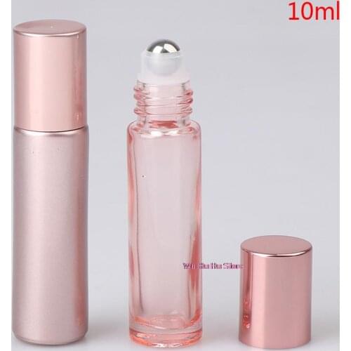 10Ml Herbruikbare Brand Nieuwe Roze Dikke Glazen Roll Essentiële Olie Lege Parfum Fles Pre-Tuned Roll-On fles