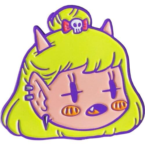 Girl Dolly the demon brooch Anime Japan enamel pin cute jackets backpacks accessory