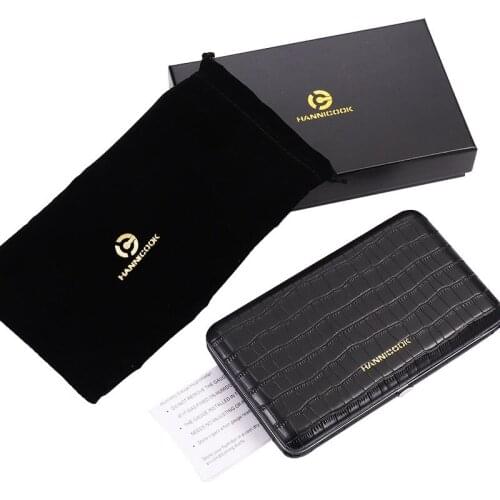 3/4 pcs Sticks Black Leather crocodile pattern Cigar Case Cedar Wood Liner Humidor cigarette accessories Smoking Gadget for Men