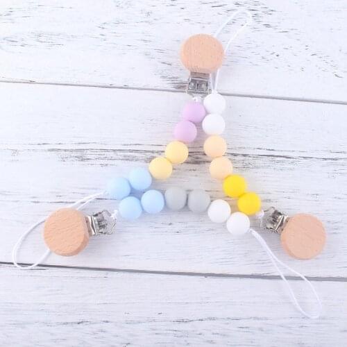 10 Colors Dummy Holder Infant Teething Soother Chain Toys Baby Pacifier Clip Colorful Silicone Beads Teether Gifts Wholesale