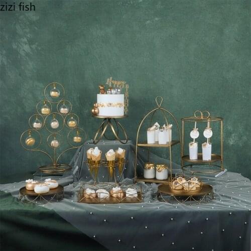 European Wrought Iron Dessert Table Display Stand Wedding Decoration Decoration Cake Tray Macarons Rack Tray Kitchen Utensils