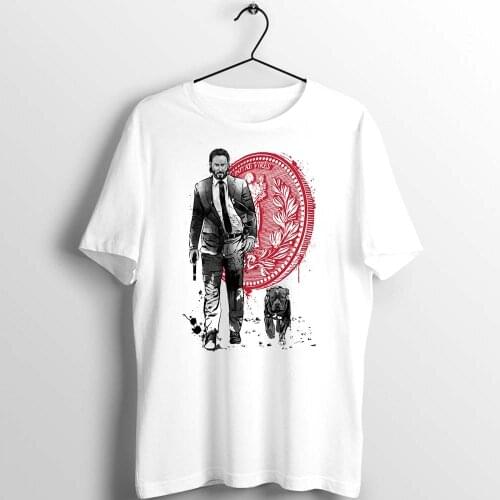 Unix T Shirt Men Women John Wick and Dog Watercolor Printed Art Artwork Tee