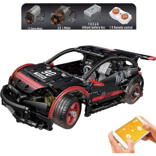 RC Racing Car Electric Remote Control Building Blocks Bricks Creator App Technology Assembled Vehicle Model Kids Toys Boys Gifts