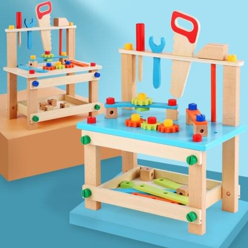 Montessori Toy Kids Wooden Assemble Wooden Chair Toy DIY Nut Screws Tools Educational Building Blocks Toy for 3 Years Old and Up