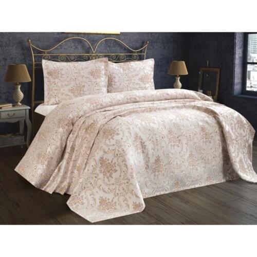 Double Jacquard Chenille Bed Cover Set 3 Pieces - Coverlet Set Pillowcases Brown Quality Bed Clothing Home Textile SAMARA