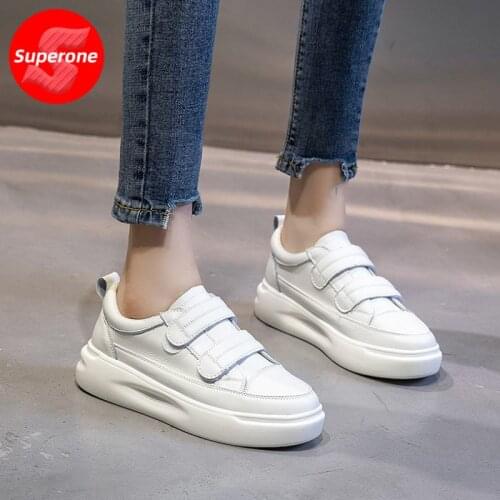 Superone Women Sneakers Real Leather Flat Heel Women Shoes Fashion Casual Mix Color Shoes Women Vacation Footwear Size 35-40