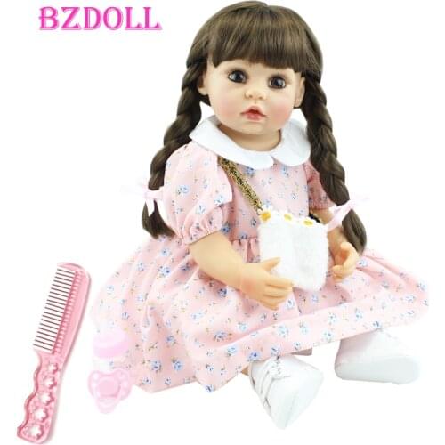 55cm Full Body Silicone Reborn Doll Girl Boneca Soft Vinyl Newborn Babies Princess Bebe Play House Toy