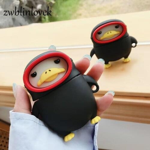 Trendy cool 3d duck hoodie case for airpods 1 2 pro charging case soft silicone wireless bluetooth headset protect cover coke