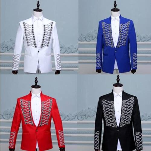 Men suits designs masculino homme terno stage costumes for singers men rivet blazer dance clothes jacket star style dress punk