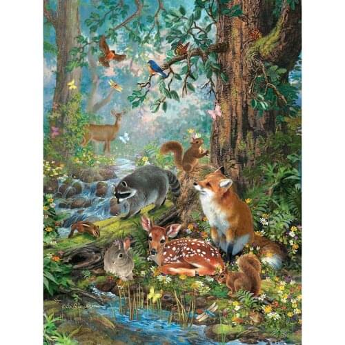 Home Decoration "Forest Animals Small River" DIY 5D Diamond Embroidery Cross Stitch kits Resin Hobby Craft KBL