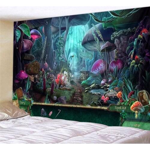 Fantasy Forest Wall Decoration Tapestry Aesthetic Hanging Background Cloth Magical Castle Ocean Kids Bedroom Gothic Home Decor