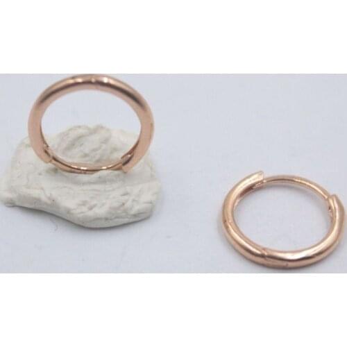 Real 18K Solid Rose Gold Earrings Women Luck Smooth Hoop Earrings 1g 9mmW
