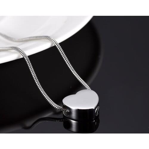 IJD9942 Cheap Wholesale 316L Stainless Steel Blank Slider Heart Cremation Urn Charm Necklace Hold Memorial Ashes For Women