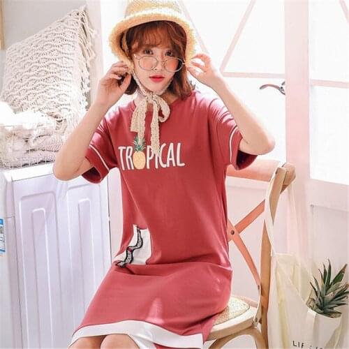 Nightdress Korean summer thin cotton cute Sleepwear women loose home clothes casual fashion can be worn sexy nightware