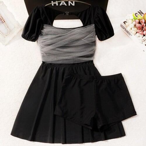 2021 New Women Black Two Pieces Swimwear Patchwork Beachwear Swim Beach Dress Sexy Tankini Set Swimsuit Bathing Suit with Shorts