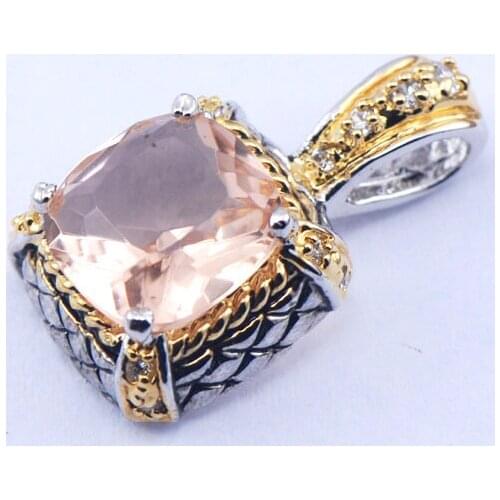 New Morganite Woman 925 Sterling Silver Crystal pendant TE390