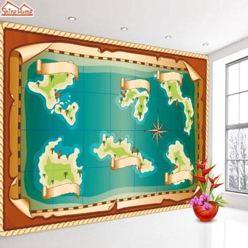 ShineHome-Photo Wallpaper Wallpapers for 3 d Living Room Kids Children Wall Paper 3d Rolls Mural Islands Map Store Home Decor